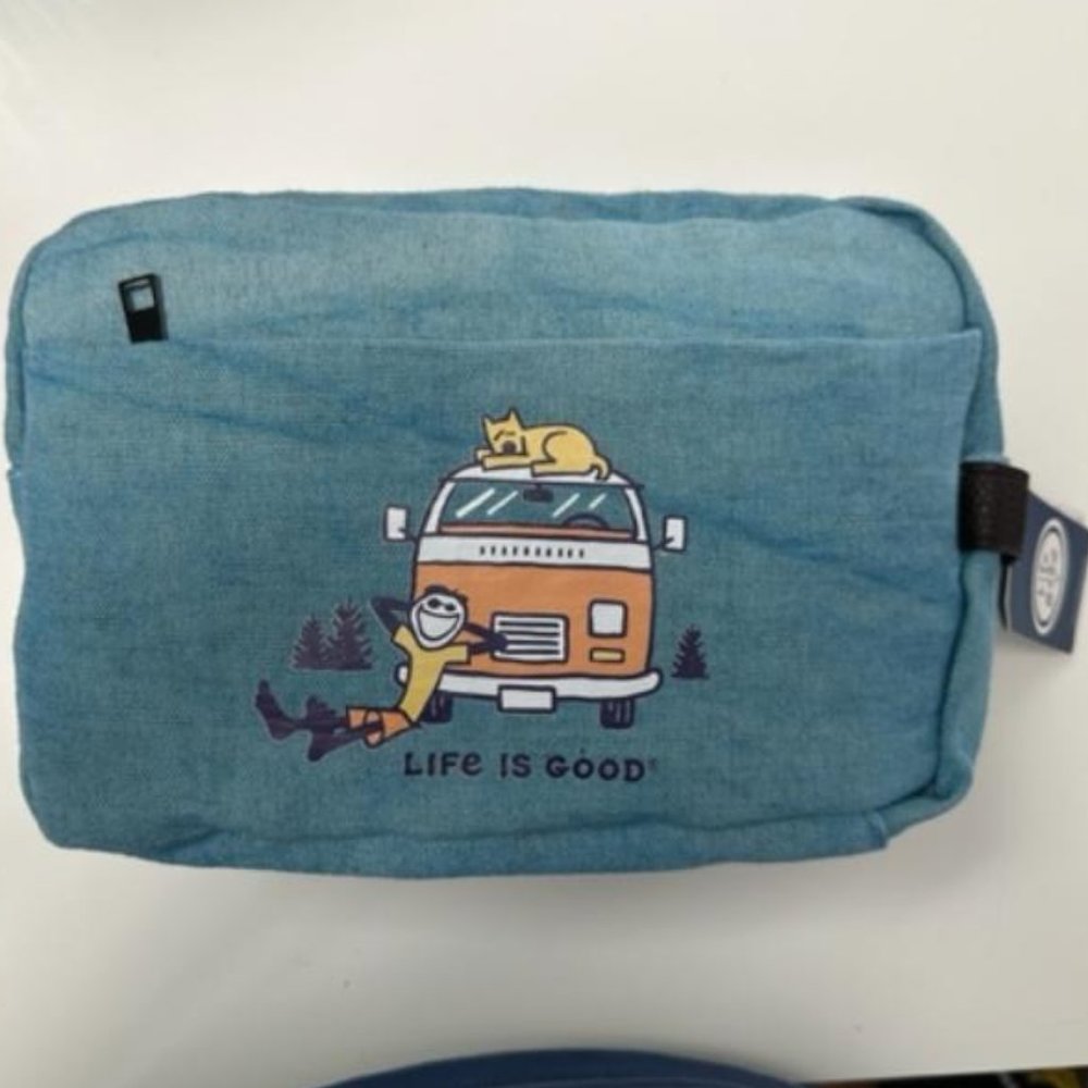 Life Is Good Jake‘s LUCKY Dog Travel Bag Dopp Kit Blue NWT Shave Kit